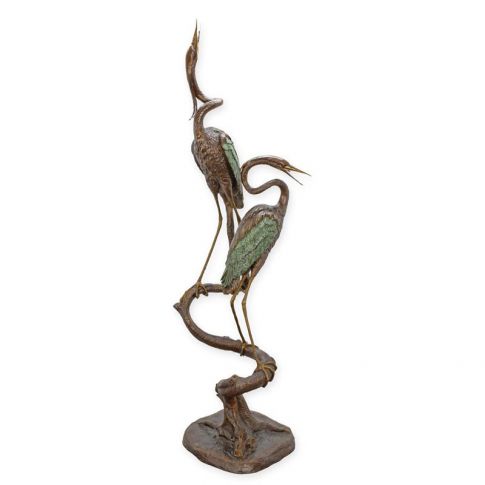 Brunnenfigur Reiherpaar - Bronzebrunnen - Gartenbrunnen