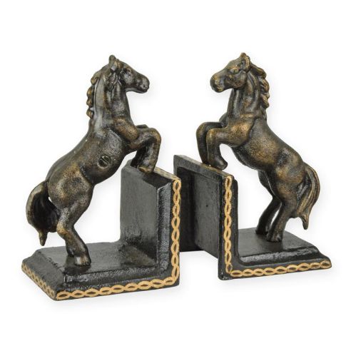 2er-Set Gusseisen-Buchst&uuml;tzen mit Pferdefiguren, A PAIR OF CAST IRON HORSE BOOKENDS