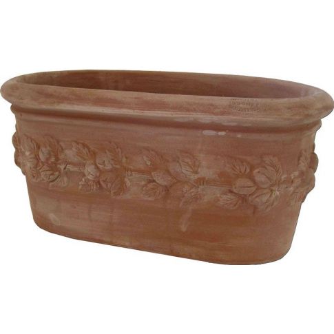 Galestro Terracotta, Cassetta Ovale von Frutta, ovaler Pflanztopf mit Fruchtornament, Blumentopf, Pflanzschale