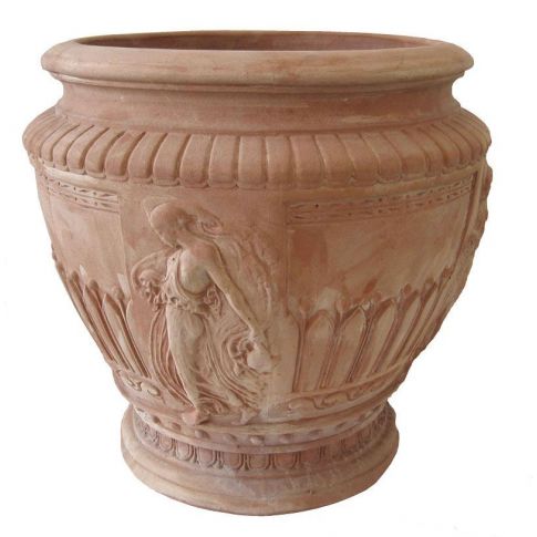 Galestro Terracotta, Angolare, Ecktopf mit Dekor, Pflanzgef&auml;&szlig;, Blumentopf