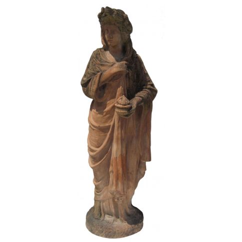 Galestro Terracotta, Statue "Winter", Frauen-Figur, Gartendekoration