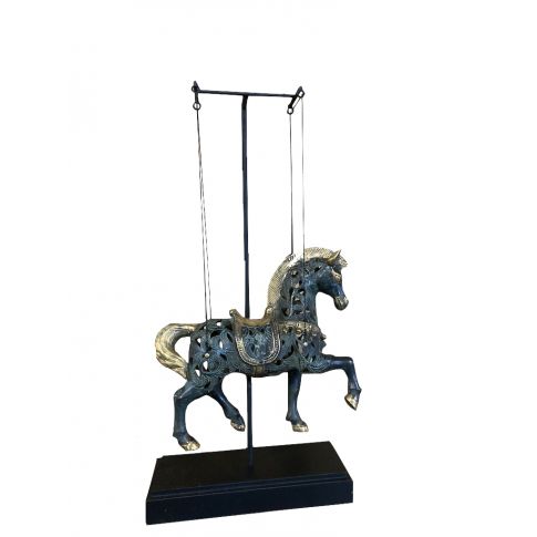 Bronzefigur h&auml;ngendes Pferd, Marionetten-Stil, Pferdefigur, Bronzetierfigur, Bronzepferd, Bronze