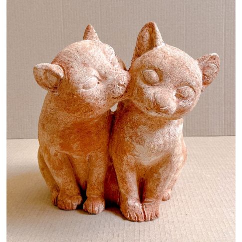 Galestro Terracotta, Gatto Innamorato, Katze, Katzenfigur, Katzenpaar, Tierfigur, Dekorationsfigur