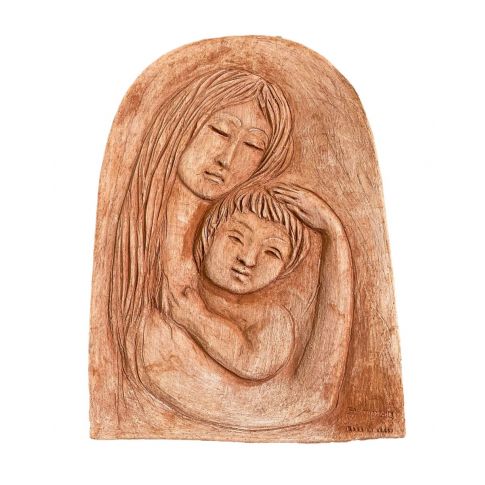 Galestro Terracotta, Pannello Donna Bambino, Wandbild Frau mit Kind, Wanddekoration
