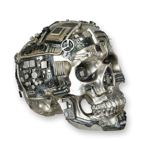 Steampunk-Sch&auml;del - H&ouml;he 14,4 cm - Polyresin