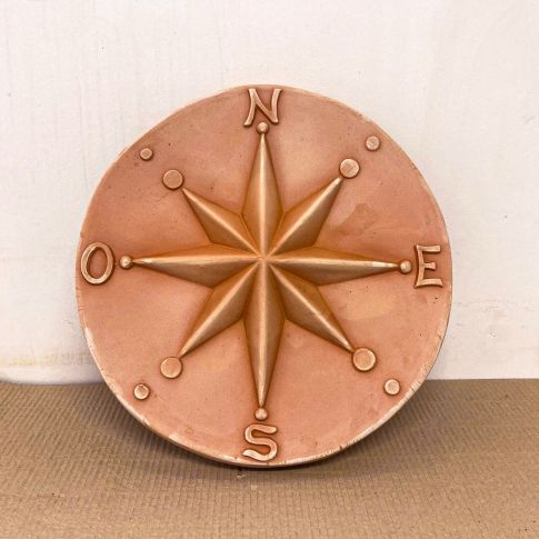 Reliefwandbild Windrose - Galestro Terracotta - &Oslash; 40 cm