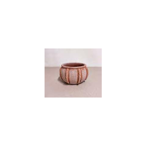 Kleiner Blumentopf - Ährendekor - Galestro Terracotta - Ø 14 cm