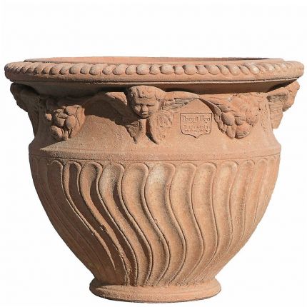 Impruneta Terracotta, Vasetto a Tortiglione, runder Pflanztopf, Blumentopf, Vase