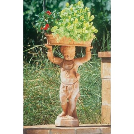 Impruneta Terracotta, Statua negretto, Junge mit Blumenkasten