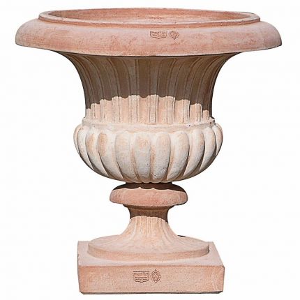Impruneta Terracotta, Alzata a Mughetto Scanalata, geriffelter Pokal, Vase