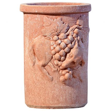 Impruneta Terracotta, Portabottiglie la volpe e l´uva, Flaschenhalter, Weinkühler, Vase, verziert