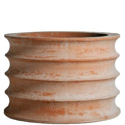 Impruneta Terracotta, Cilindro Rigoni, großer gestreifter Zylinder, Pflanztopf, Blumentopf