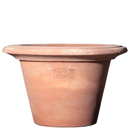 Impruneta Terracotta, schlichter Pflanztopf mit breitem Saum