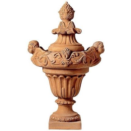 Impruneta Terracotta, Trionfo con Angeli, Pokal mit Engeln und Verzierung, Pflanztopf