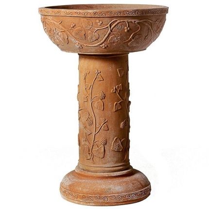 Impruneta Terracotta, Fioriera Edera, runder Pflanztopf, Schale wahlweise mit Säule