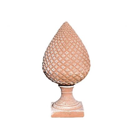 Impruneta Terracotta, Pigna con Piede, dekorativer Tannenzapfen auf Sockel, Pinienzapfen