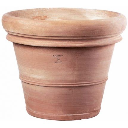 TerrArte Terracotta, Vaso Doppio Bordo Liscio, runder Pflanztopf, Blumentopf