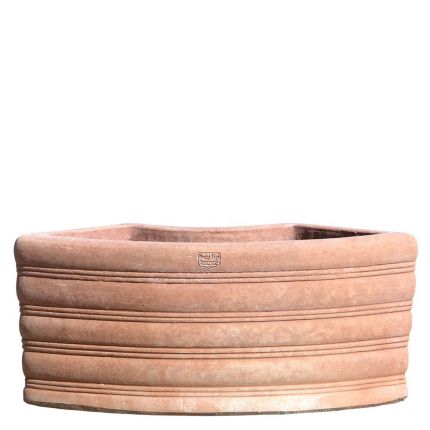 Impruneta Terracotta, Cassetta per aiuole a righe, Blumenkasten, kombinierbar, Streifendekor, Terracottatopf (1 Stück)