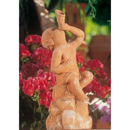 Impruneta Terracotta, Putto getta acqua, Brunnenfigur, Wasserspeier, Engel, Junge
