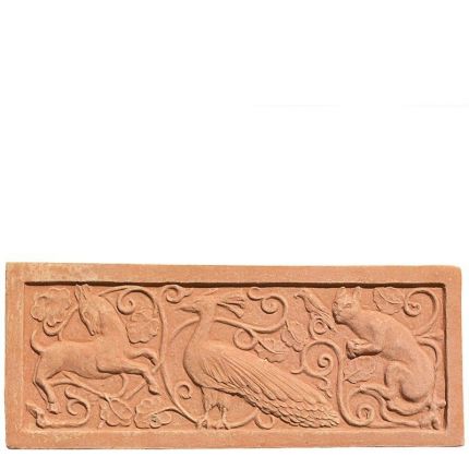 Impruneta Terracotta, Pannello Bizantino Con Pavone, Wandbild mit Tieren, Dekoration, Relief