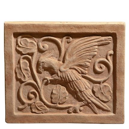 Impruneta Terracotta, Pannello Bizantino con Ucello, Wandbild Vogel, Dekoration, Relief