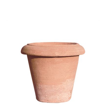Impruneta Terracotta, Conino con orlo, Blumentopf, Pflanztopf, rund, schlicht, klein, grau, Terracottatopf