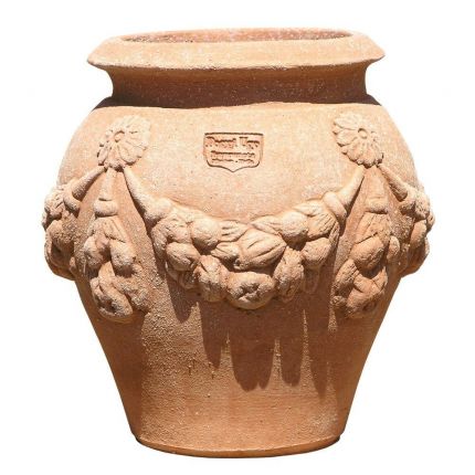 Impruneta Terracotta, Orcino Festonato, verzierter kleiner Krug