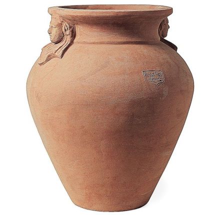 Impruneta Terracotta, Orcio Etrusco con Maschere, Etruskischer Krug mit Masken