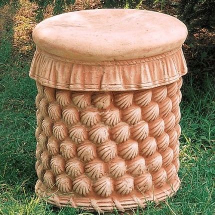 Impruneta Terracotta, Sedile con Conchiglie, Sitz mit Muschelverzierung, Hocker, Stuhl, Gartenmöbel