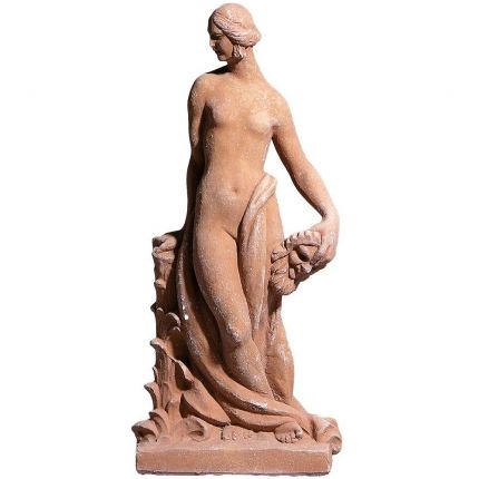 Impruneta Terracotta, Donna con Maschere, Frauen-Statue mit Maske, Gartendekoration