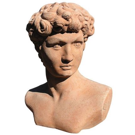 Impruneta Terracotta, Busto del David - Michelangelo, Büste Mann, Gartendekoration, Figur