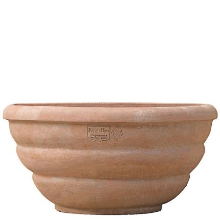 Impruneta Terracotta, Vaso tondo a tre Balze, runder Pflanztopf, Blumentopf