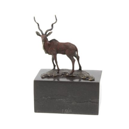 Bronzetierfigur Antilope, A BRONZE SCULPTURE OF AN IMPALA