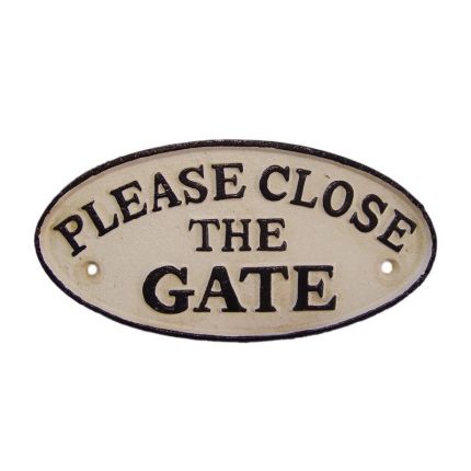 Gusseisen-Schild "Bitte Tor schließen", A CAST IRON PLEASE "CLOSE THE GATE" PLAQUE