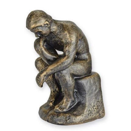 Gusseisenfigur "Der Denker" bronzefarben, A CAST IRON SCULPTURE OF THE THINKER COLOR BRONZE