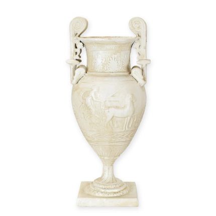 Gusseisen-Vase, Empire-Stil, altweiß, A CAST IRON EMPIRE-STYLE VASE - OLD WHITE