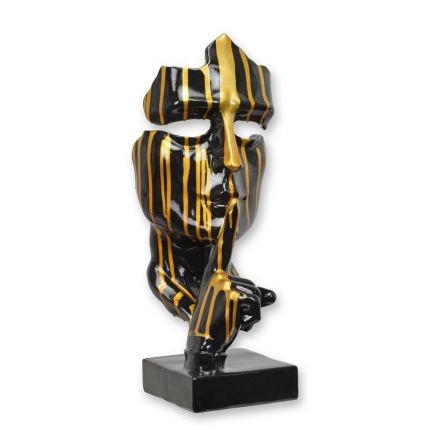 Dekofigur Maske "Speak No Evil" - H. 62,5 cm - schwarz, Drip-Painting - Polyresin