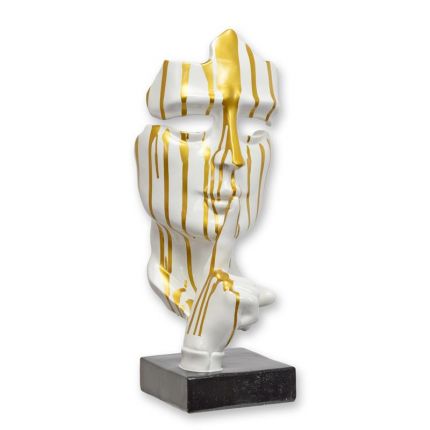 Dekofigur Maske "Speak No Evil" - H. 62,5 cm - weiß, Drip-Painting - Polyresin