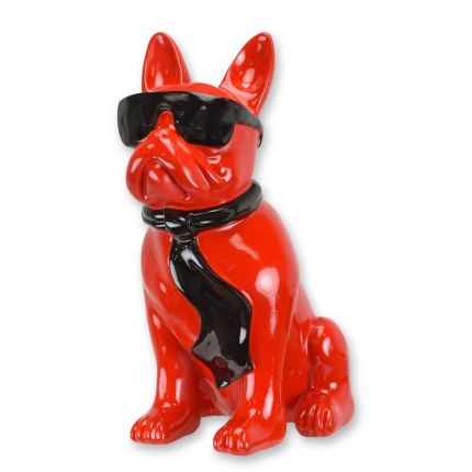 Bulldogge - Höhe 40 cm - rot - Polyresinfigur