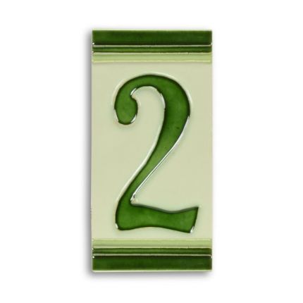 Porzellanfliese Ziffer 2, Hausnummer, A PORCELAIN TILE NUMBER 2