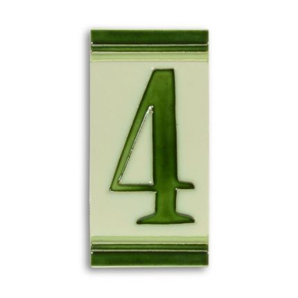 Porzellanfliese Ziffer 4, Hausnummer, A PORCELAIN TILE NUMBER 4