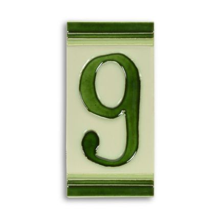 Prozellanfliese Ziffer 9, Hausnummer, A PORCELAIN TILE NUMBER 9