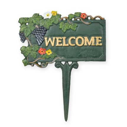 Steckschild "Welcome" (Willkommen) aus Gusseisen, A CAST IRON GARDEN STAKE