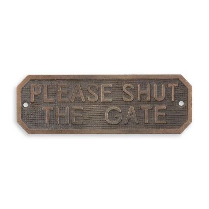 Gusseisenschild "Please shut the gate" (Bitte Tor schließen) A CAST IRON "PLEASE SHUT THE GATE" PLAQUE