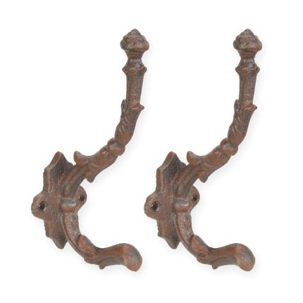 2er-Set Gusseisen-Garderobenhaken, braun, A PAIR OF CAST IRON BROWN COAT HOOKS