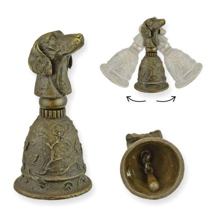 Bronze-Tischglocke mit Hundekopf als Griff, A BRONZE TABLE BELL WITH HOUND'S HEAD GRIP