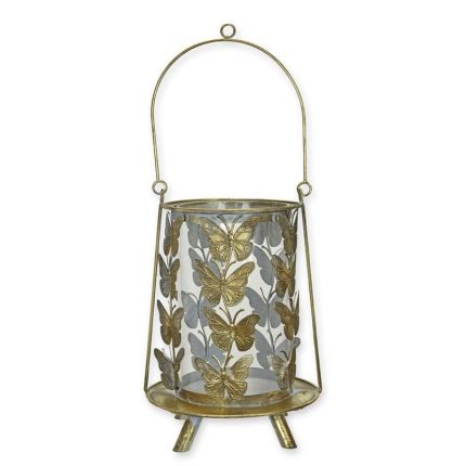 Zinnlaterne mit Schmetterlingsdekor, A TIN BUTTERFLY LANTERN