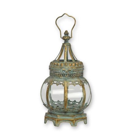 Runde Laterne auf Füßen mit Haltegriff - H. 32,4 cm - Standlaterne - Blech