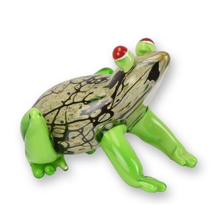 Glastierfigur Frosch - H. 11,3 cm - Muranoglas-Stil