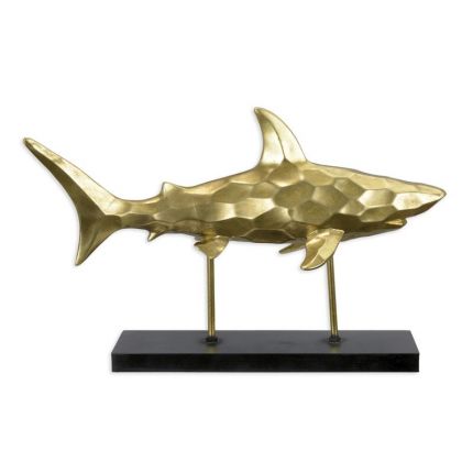 Polyresin-Figur Hai auf einem Sockel montiert, A RESIN FIGURINE OF A SHARK MOUNTED ON BASE